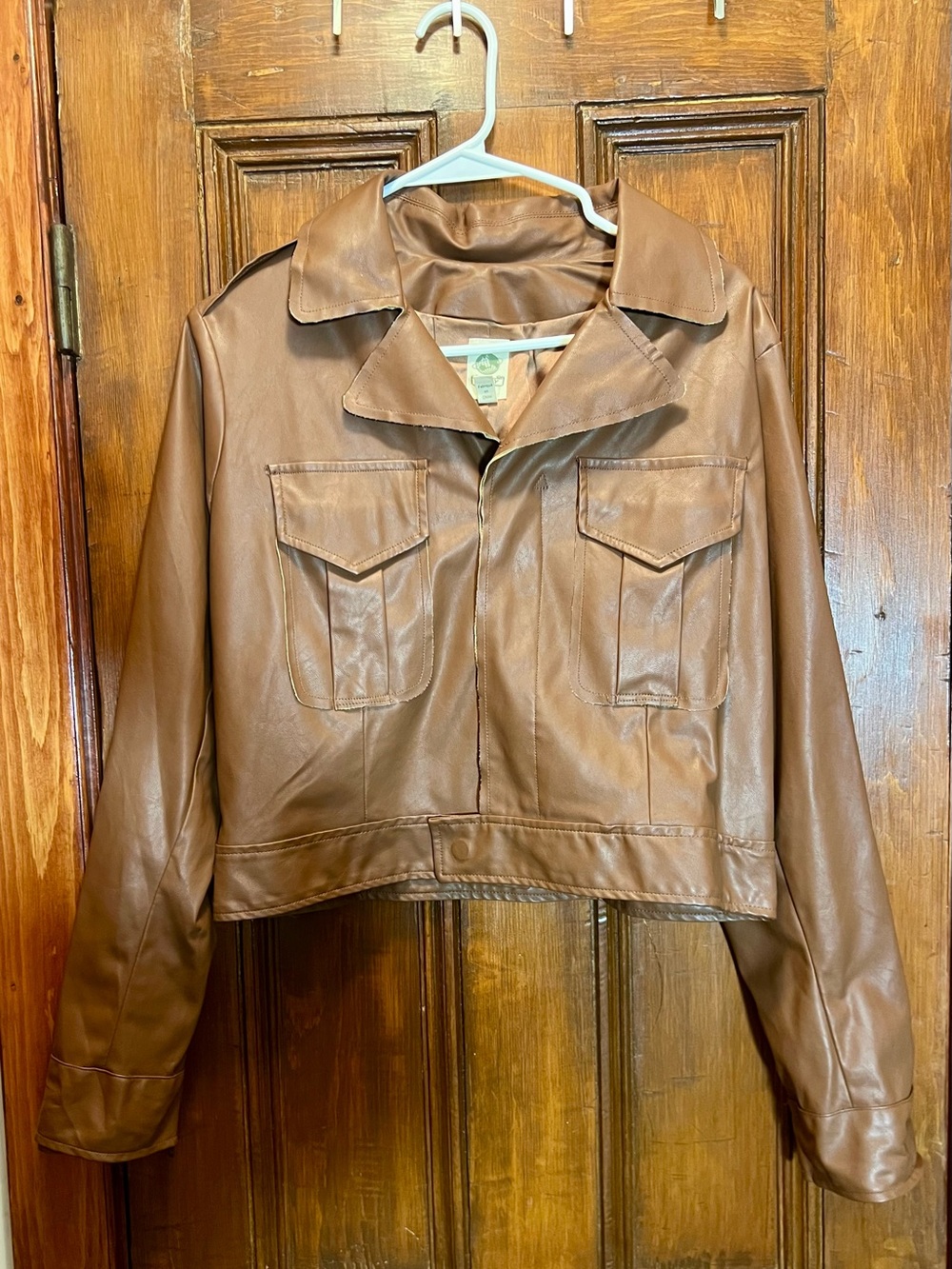 Brown Cropped Jacket Vegan Leather